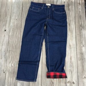 Northwest Territory Fully Lined Insulated Blue Denim Jeans Buffalo Plaid 34x30
